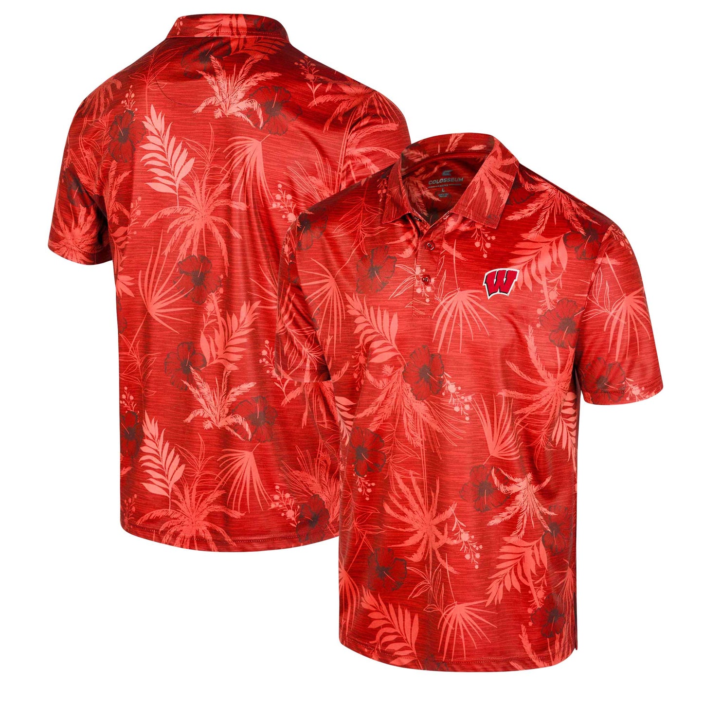 Men's Colosseum Red Wisconsin Badgers Palms Polo