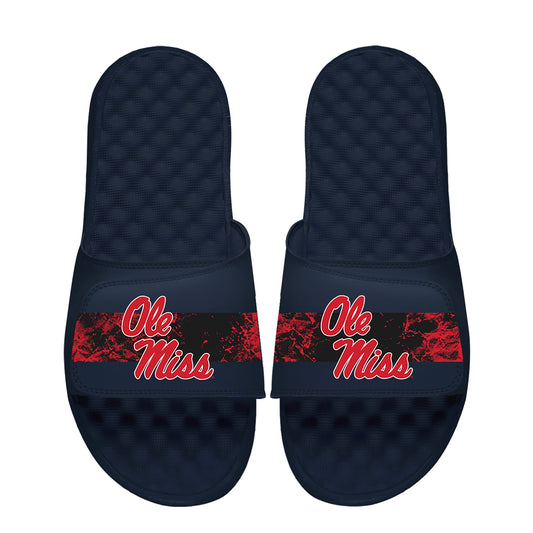 Youth  ISlide Navy Ole Miss Rebels Distressed Slide Sandals