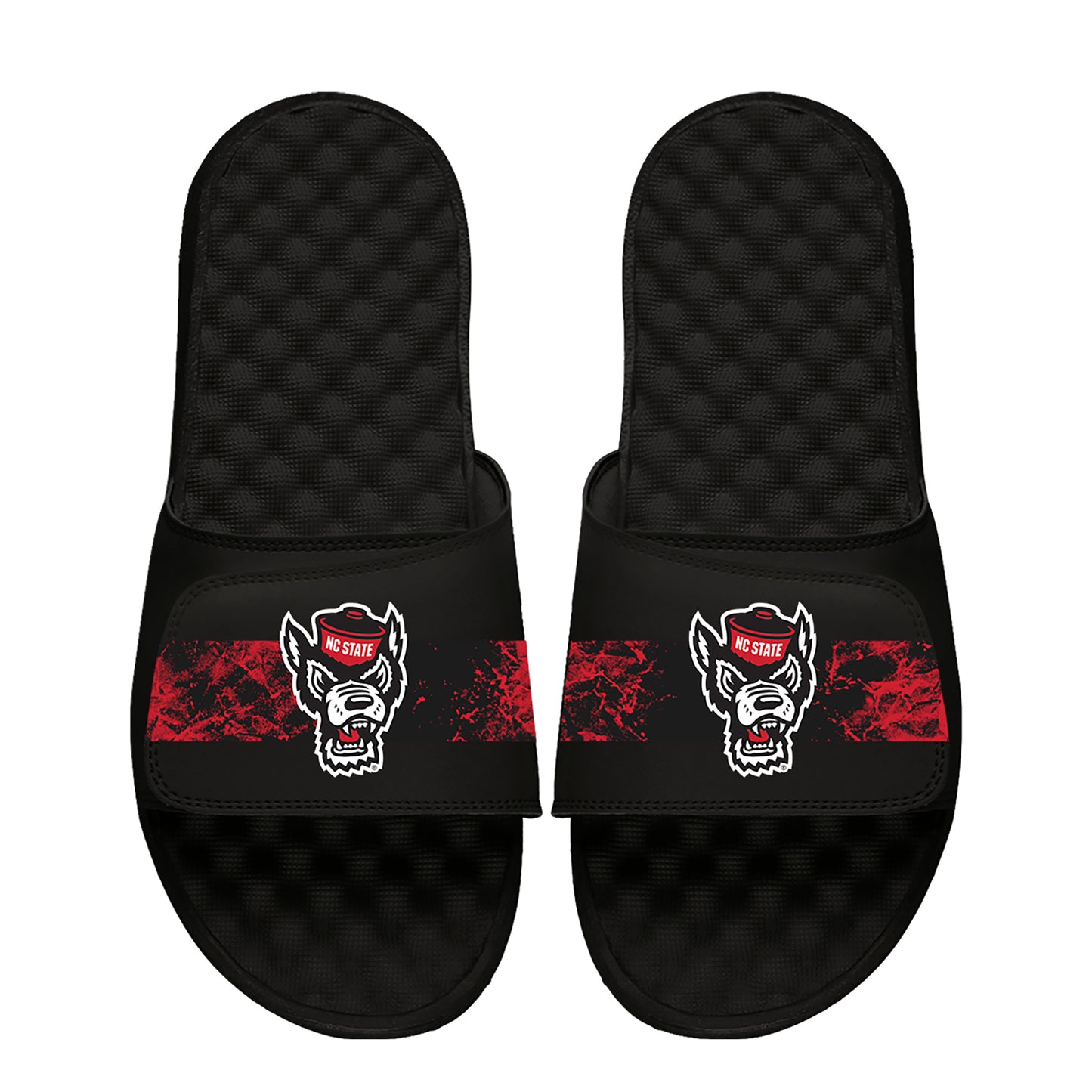 Youth  ISlide Black NC State Wolfpack Distressed Slide Sandals