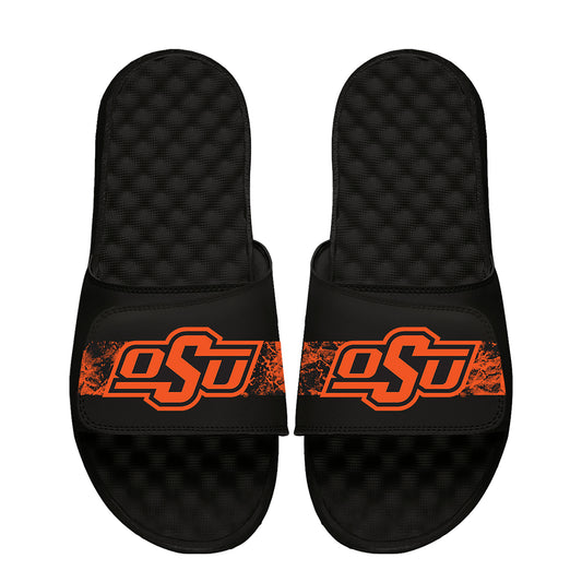 Youth  ISlide Black Oklahoma State Cowboys Distressed Slide Sandals