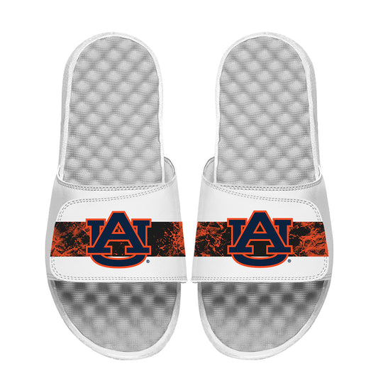 Youth  ISlide White Auburn Tigers Distressed Slide Sandals