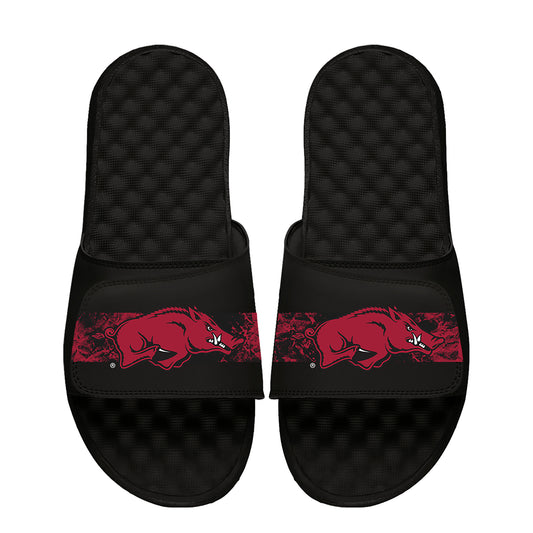 Youth  ISlide Black Arkansas Razorbacks Distressed Slide Sandals