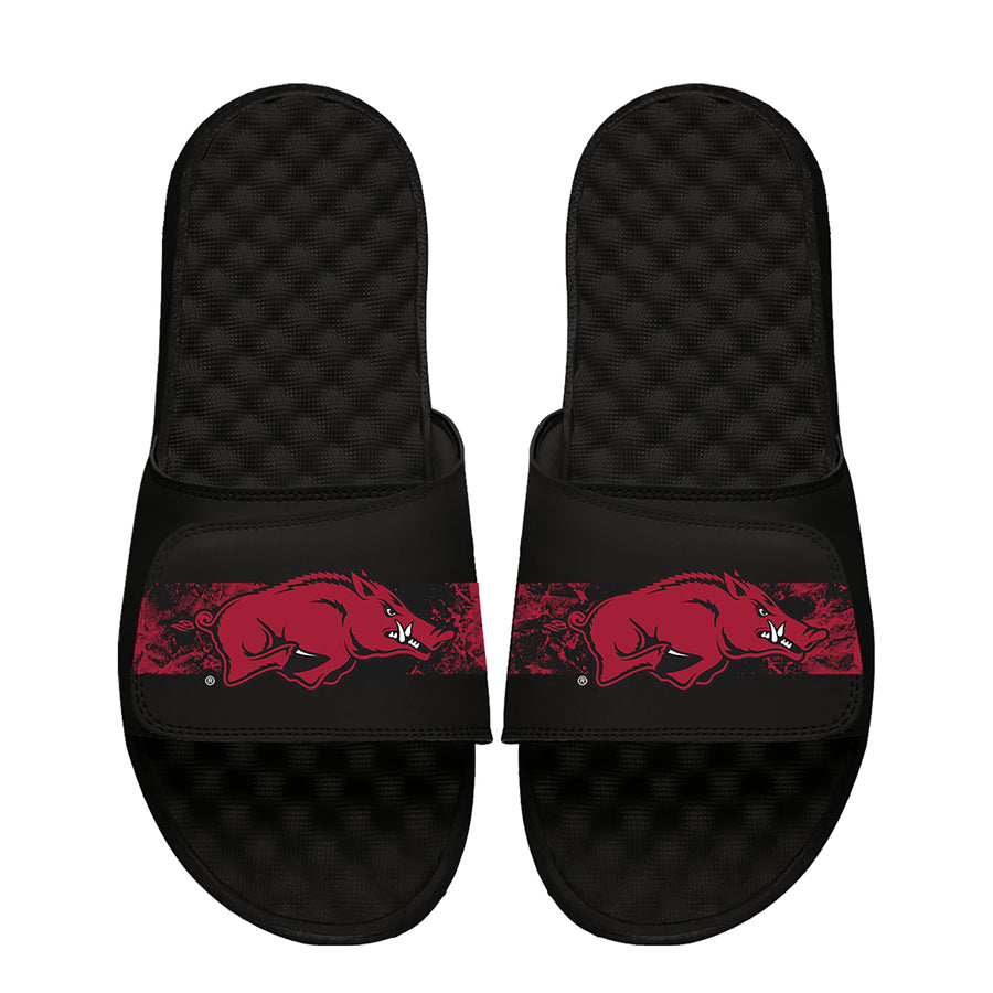 Youth  ISlide Black Arkansas Razorbacks Distressed Slide Sandals
