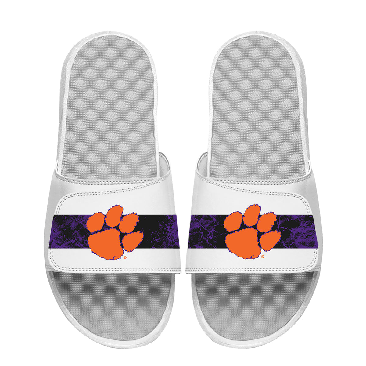 Youth  ISlide White Clemson Tigers Distressed Slide Sandals