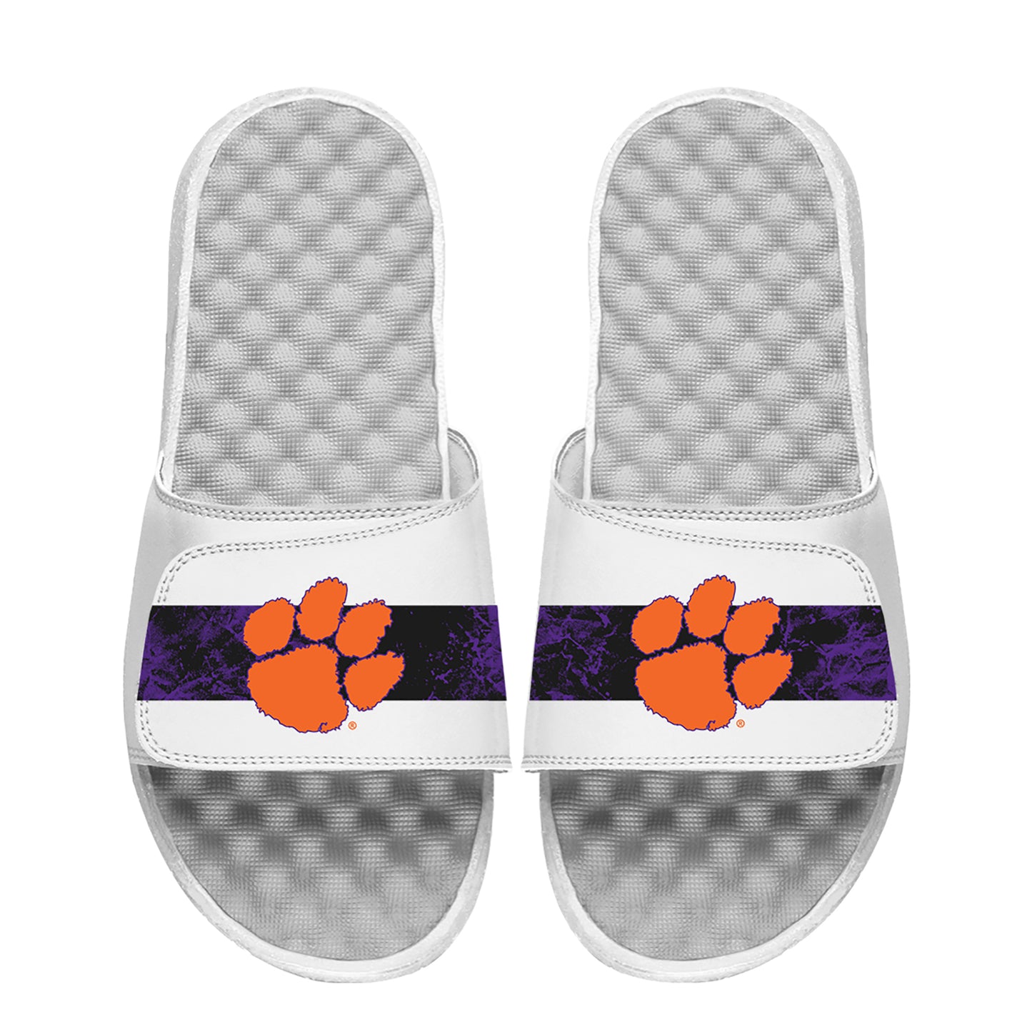 Youth  ISlide White Clemson Tigers Distressed Slide Sandals