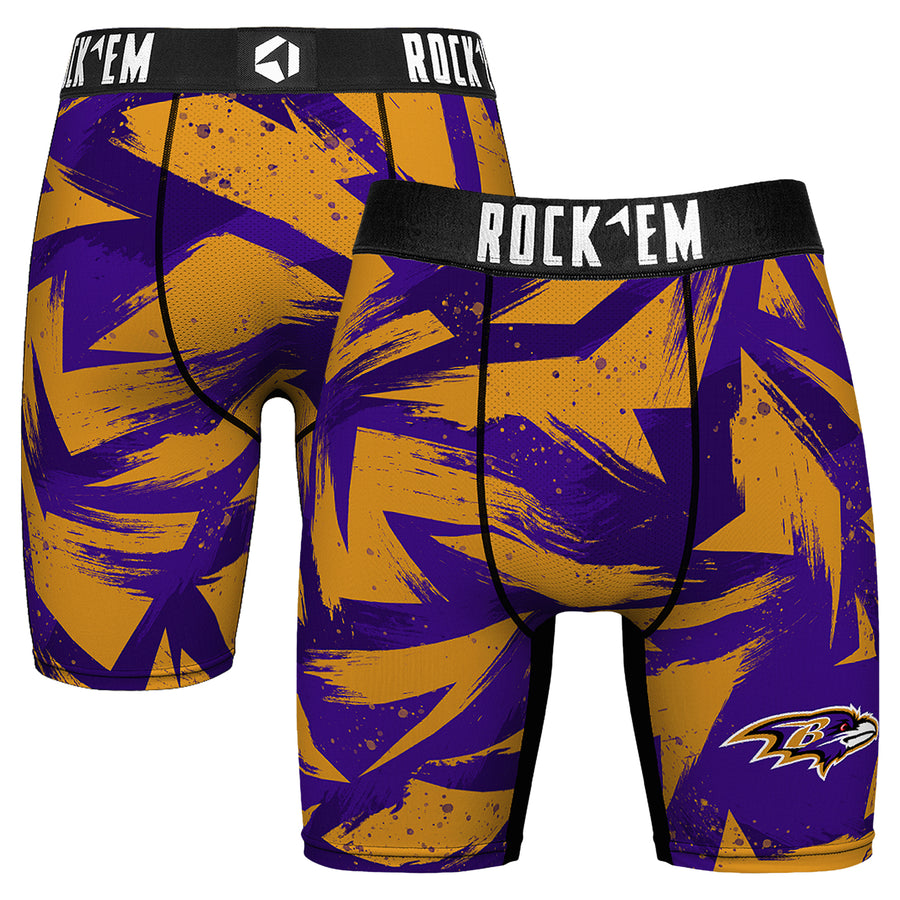 Men's Rock Em Socks  Purple Baltimore Ravens Game Paint Boxer Briefs