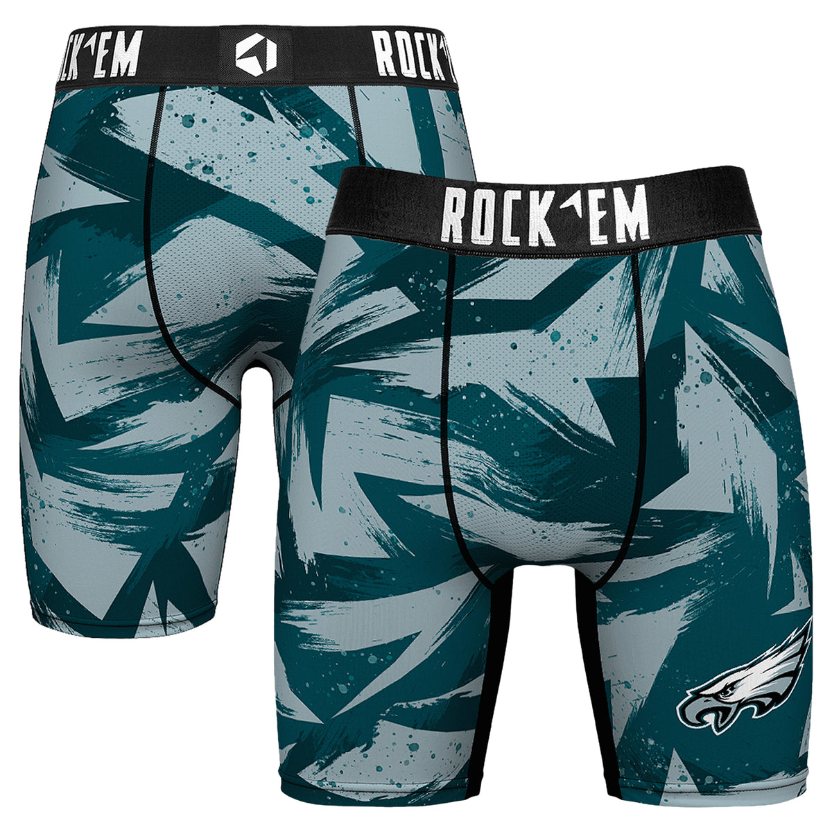 Men's Rock Em Socks  Midnight Green Philadelphia Eagles Game Paint Boxer Briefs