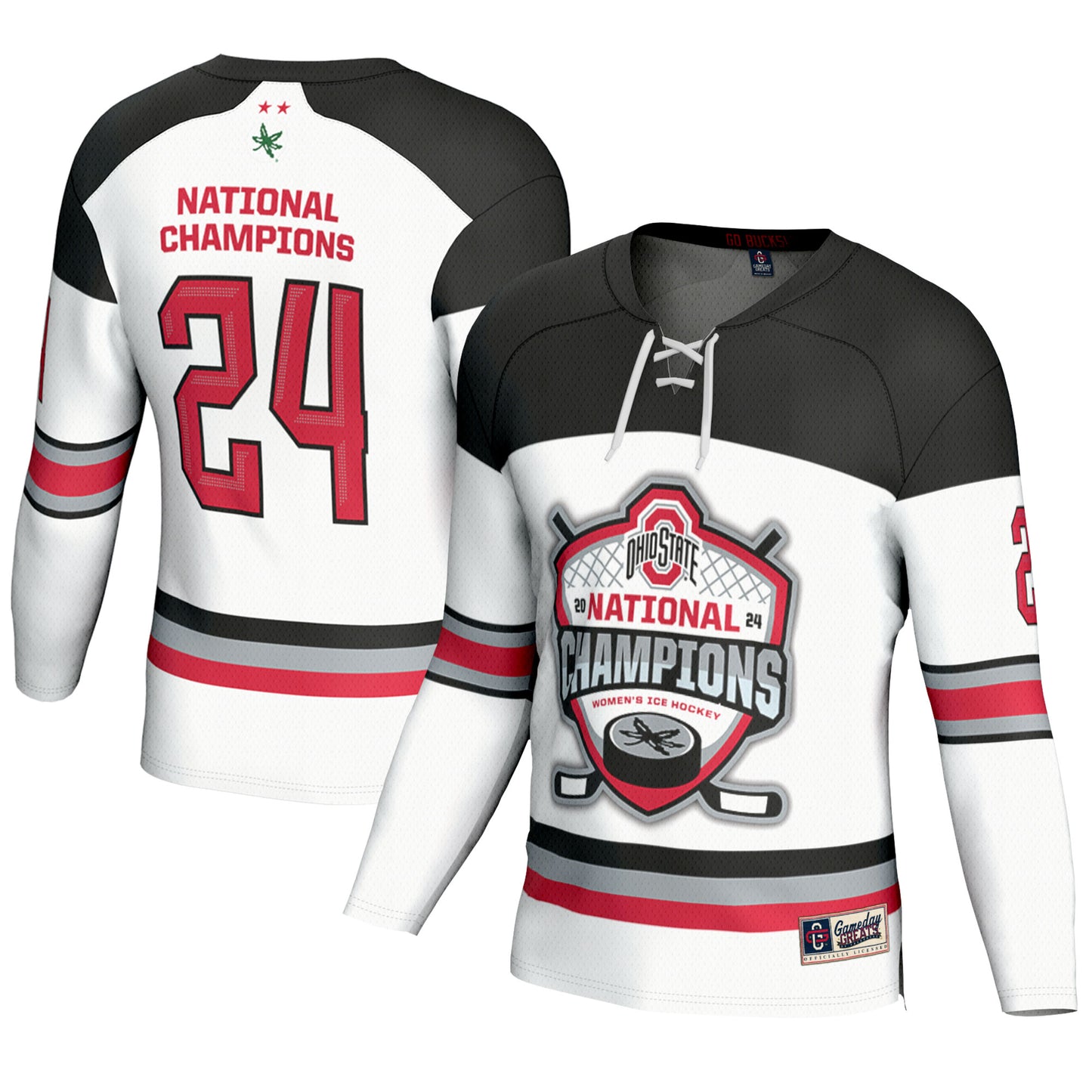 Youth GameDay Greats  White Ohio State Buckeyes 2024 NCAA Women's Ice Hockey National Champions Fashion Jersey