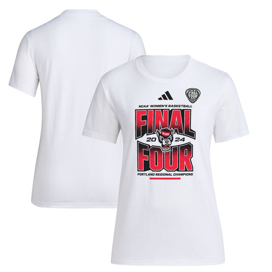 Women's adidas White NC State Wolfpack 2024 NCAA Women's Basketball Tournament March Madness Final Four Locker Room T-Shirt