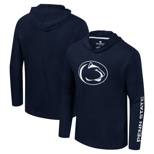 Men's Colosseum Navy Penn State Nittany Lions Logo Lockup Active Blend Long Sleeve  T-Shirt Hoodie