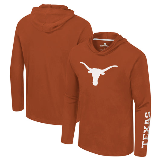 Men's Colosseum Texas Orange Texas Longhorns Logo Lockup Active Blend Long Sleeve  T-Shirt Hoodie