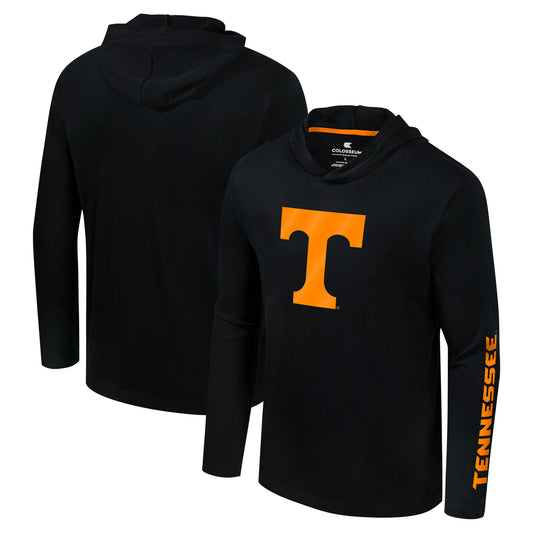 Men's Colosseum Black Tennessee Volunteers Logo Lockup Active Blend Long Sleeve  T-Shirt Hoodie