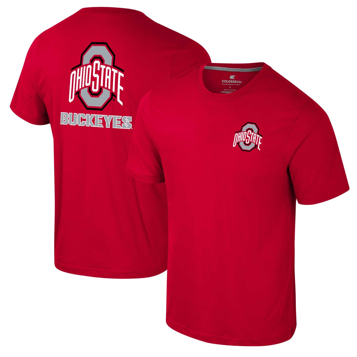 Men's Colosseum Scarlet Ohio State Buckeyes Logo Lockup 2-Hit Active Blend T-Shirt