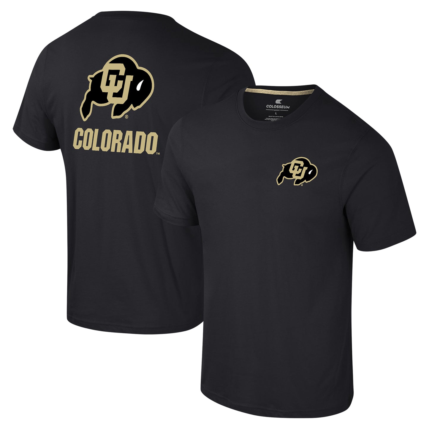 Men's Colosseum Black Colorado Buffaloes Logo Lockup 2-Hit Active Blend T-Shirt