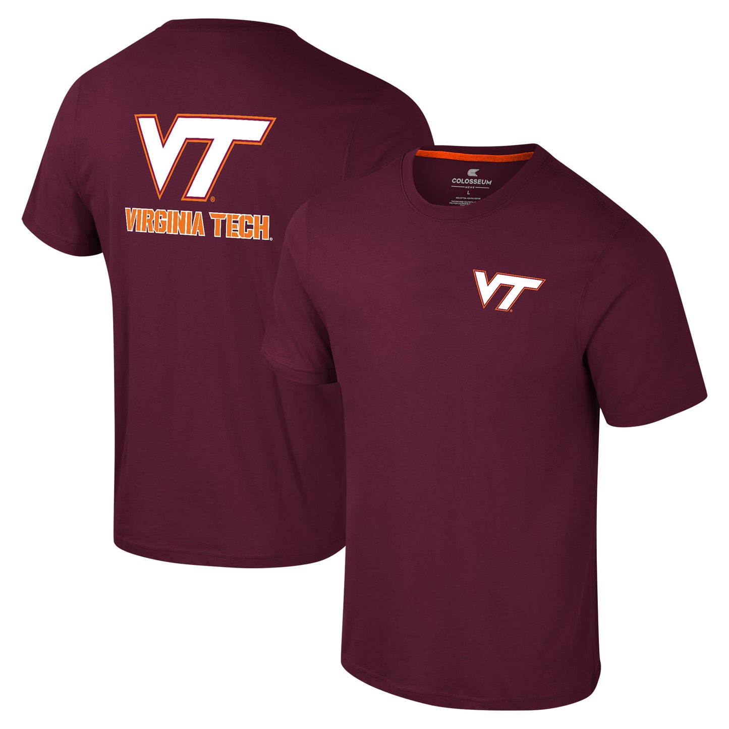 Men's Colosseum Maroon Virginia Tech Hokies Logo Lockup 2-Hit Active Blend T-Shirt