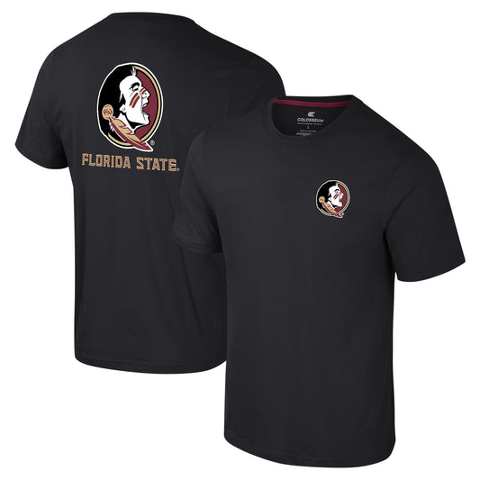 Men's Colosseum Black Florida State Seminoles Logo Lockup 2-Hit Active Blend T-Shirt