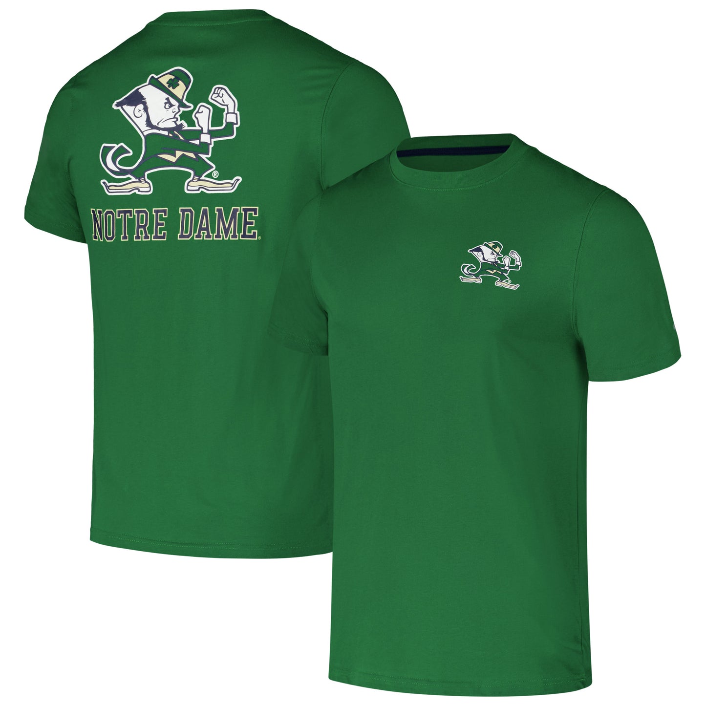 Men's Colosseum Green Notre Dame Fighting Irish Logo Lockup 2-Hit Active Blend T-Shirt