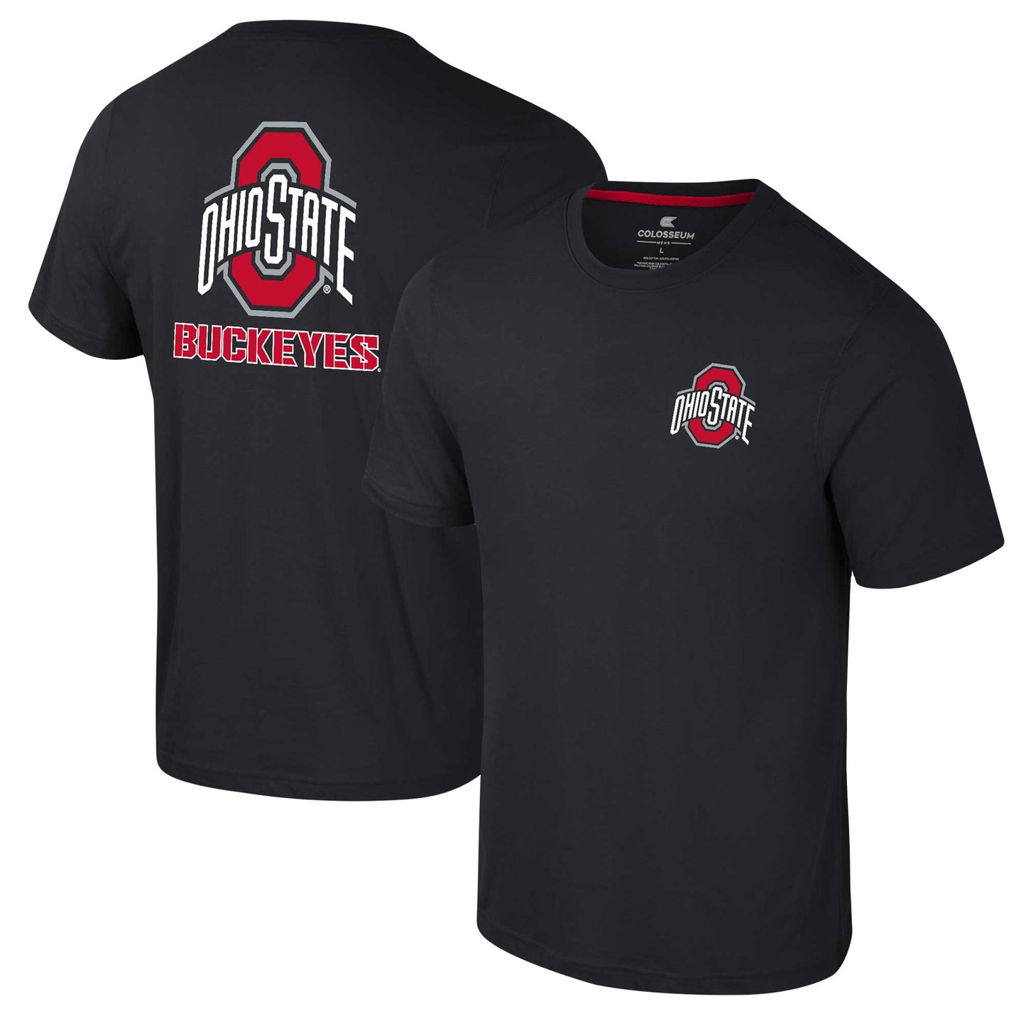 Men's Colosseum Black Ohio State Buckeyes Logo Lockup 2-Hit Active Blend T-Shirt