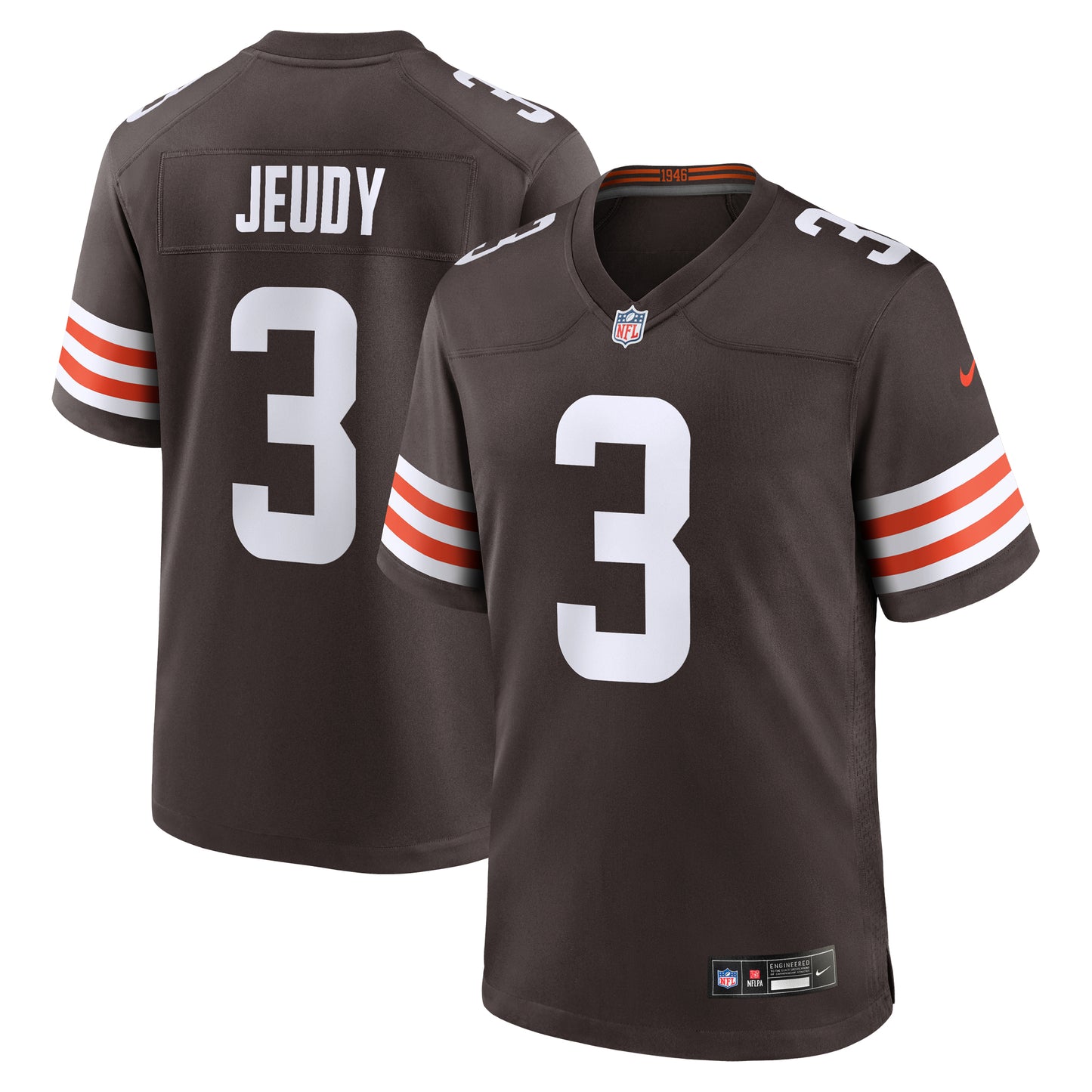 Men's Nike Jerry Jeudy  Brown Cleveland Browns  Game Jersey