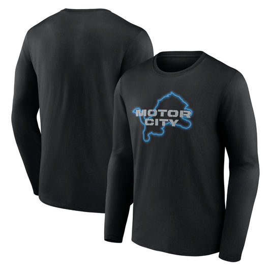 Men's Fanatics  Black Detroit Lions Motor City Muscle Long Sleeve T-Shirt