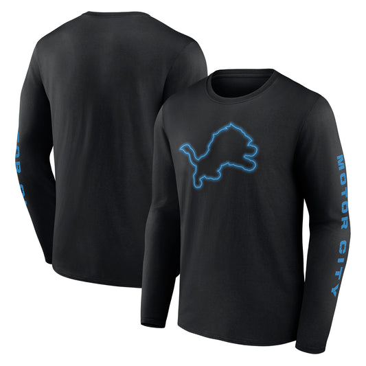 Men's Fanatics  Black Detroit Lions Motor City Muscle Team Long Sleeve T-Shirt