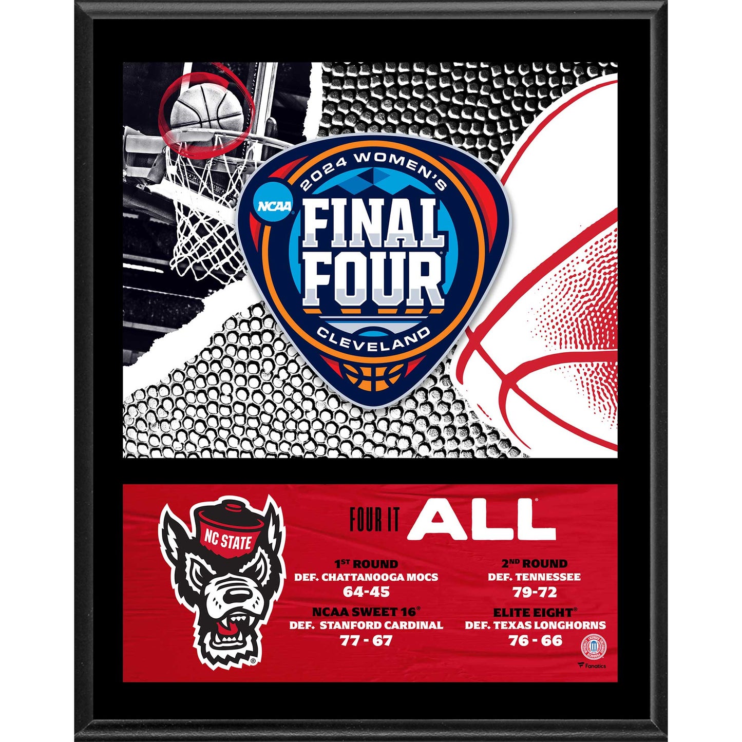 NC State Wolfpack 2024 NCAA Women's Basketball Tournament March Madness Final Four 12" x 15" Sublimated Plaque
