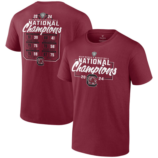 Men's Fanatics Garnet South Carolina Gamecocks 2024 NCAA Women's Basketball National Champions Schedule T-Shirt