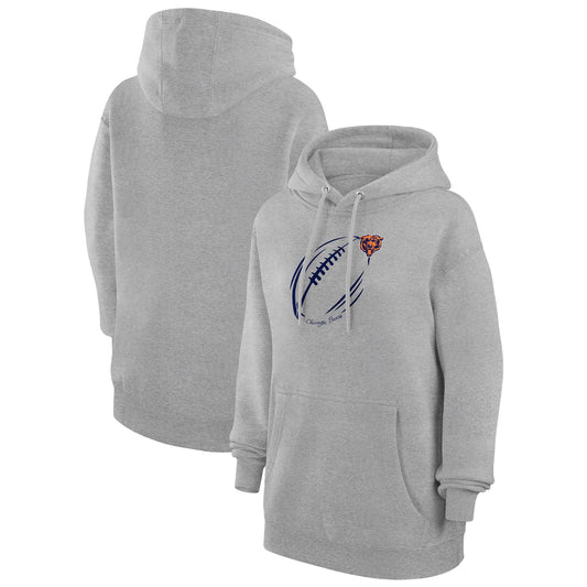 Women's G-III 4Her by Carl Banks Heather Gray Chicago Bears Football Logo Fleece Pullover Hoodie