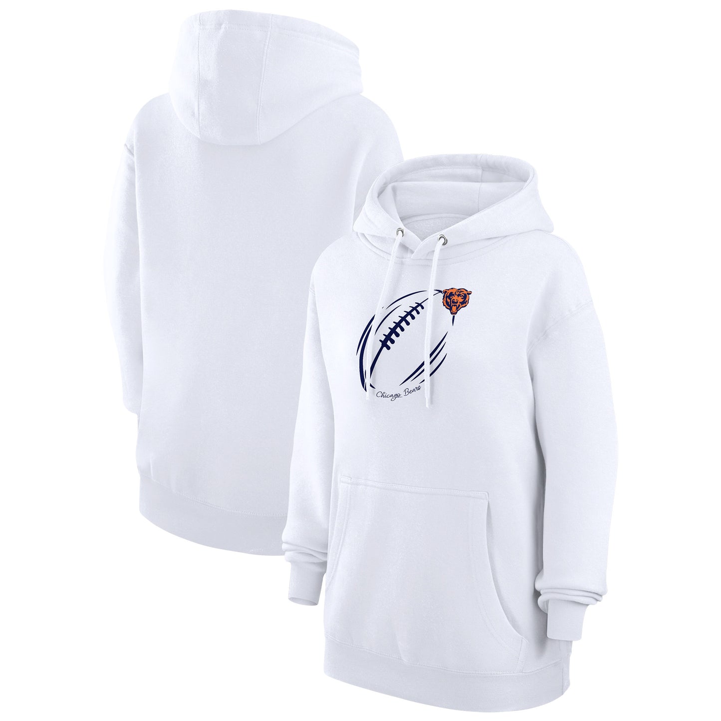Women's G-III 4Her by Carl Banks White Chicago Bears Football Logo Fleece Pullover Hoodie