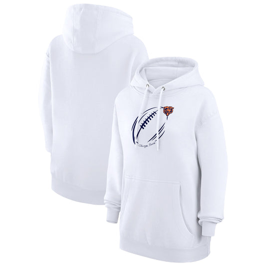 Women's G-III 4Her by Carl Banks White Chicago Bears Football Logo Fleece Pullover Hoodie