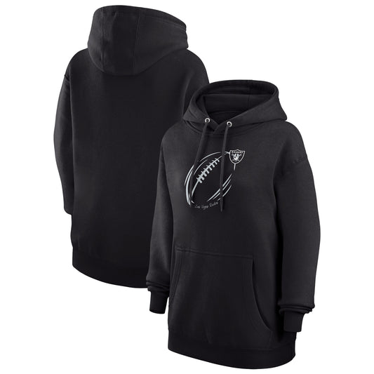 Women's G-III 4Her by Carl Banks Black Las Vegas Raiders Football Logo Fleece Pullover Hoodie