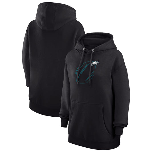 Women's G-III 4Her by Carl Banks Black Philadelphia Eagles Football Logo Fleece Pullover Hoodie