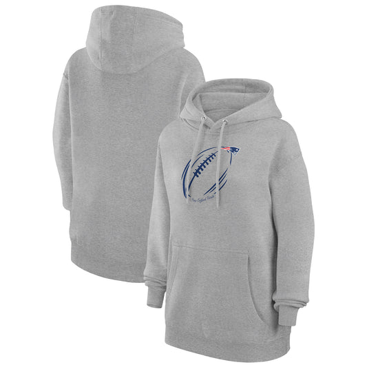 Women's G-III 4Her by Carl Banks Heather Gray New England Patriots Football Logo Fleece Pullover Hoodie