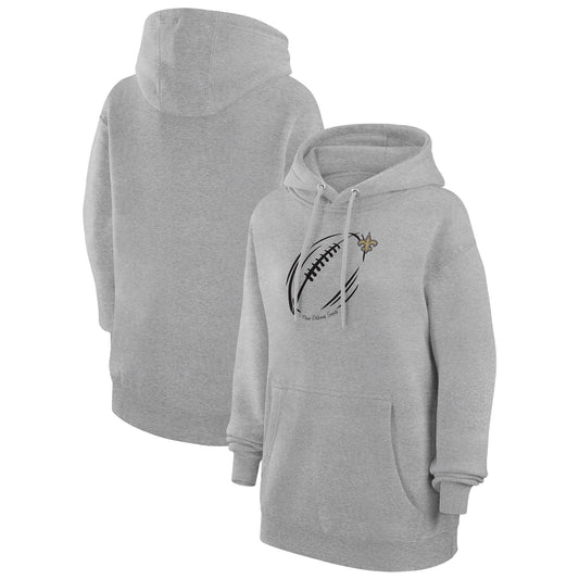 Women's G-III 4Her by Carl Banks Heather Gray New Orleans Saints Football Logo Fleece Pullover Hoodie