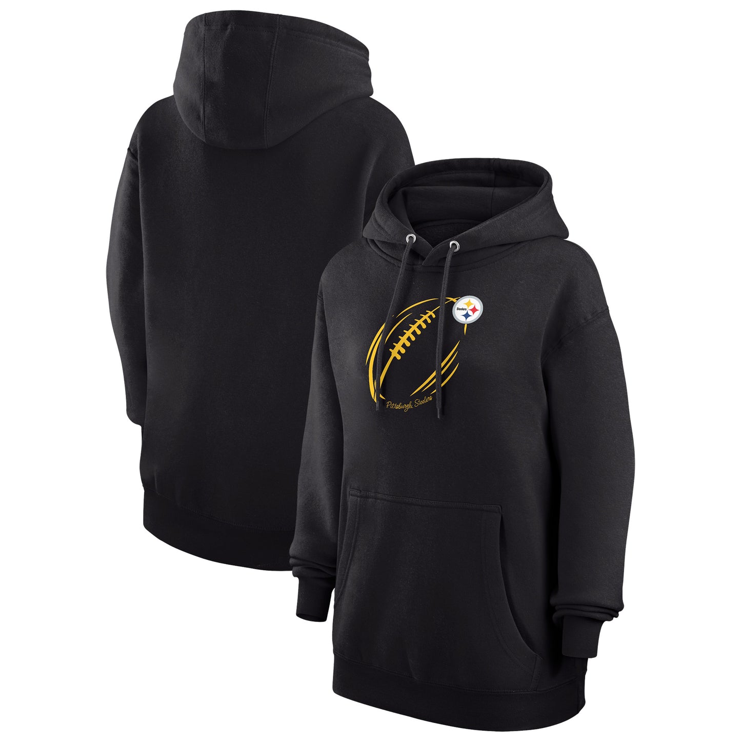 Women's G-III 4Her by Carl Banks Black Pittsburgh Steelers Football Logo Fleece Pullover Hoodie