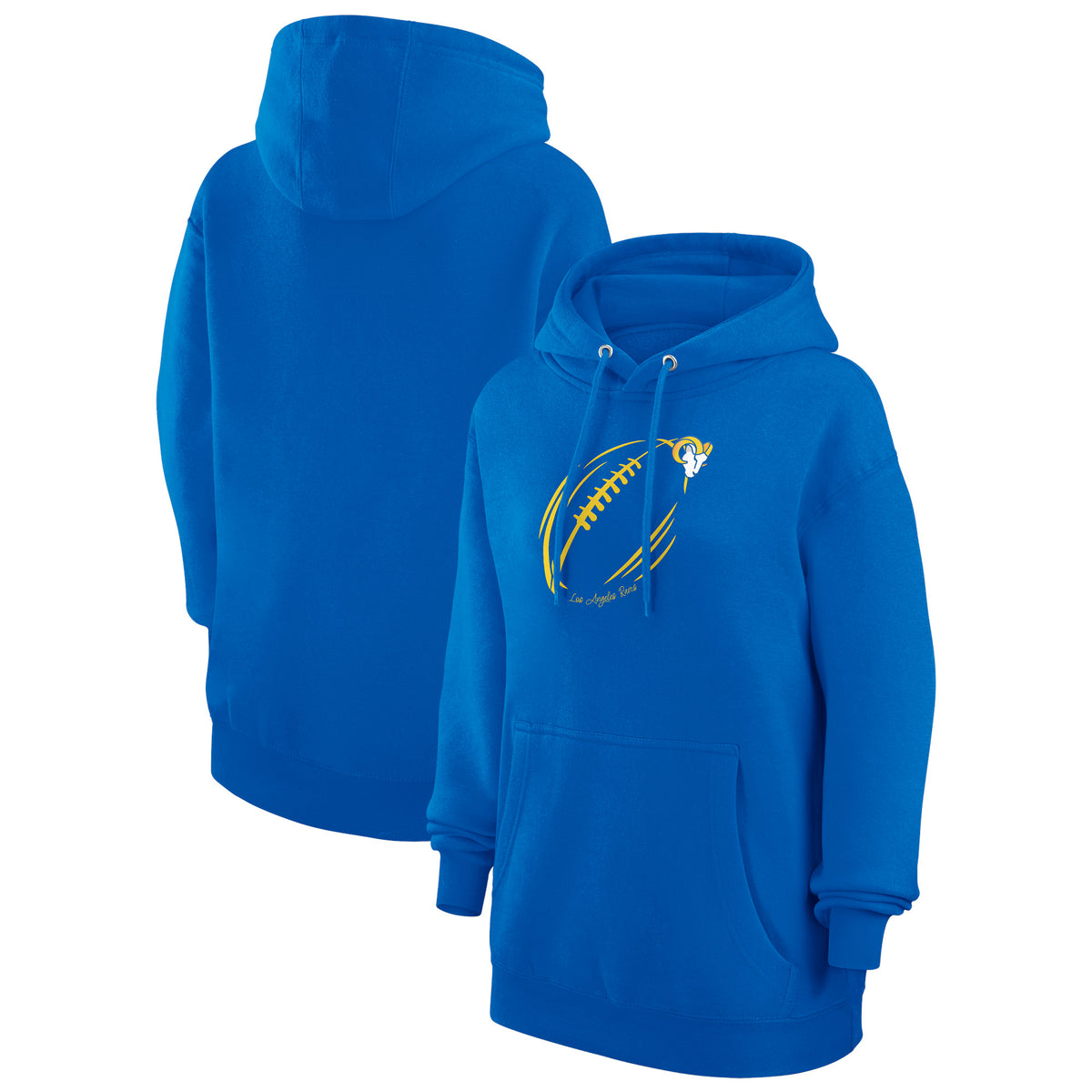 Women's G-III 4Her by Carl Banks Royal Los Angeles Rams Football Logo Fleece Pullover Hoodie