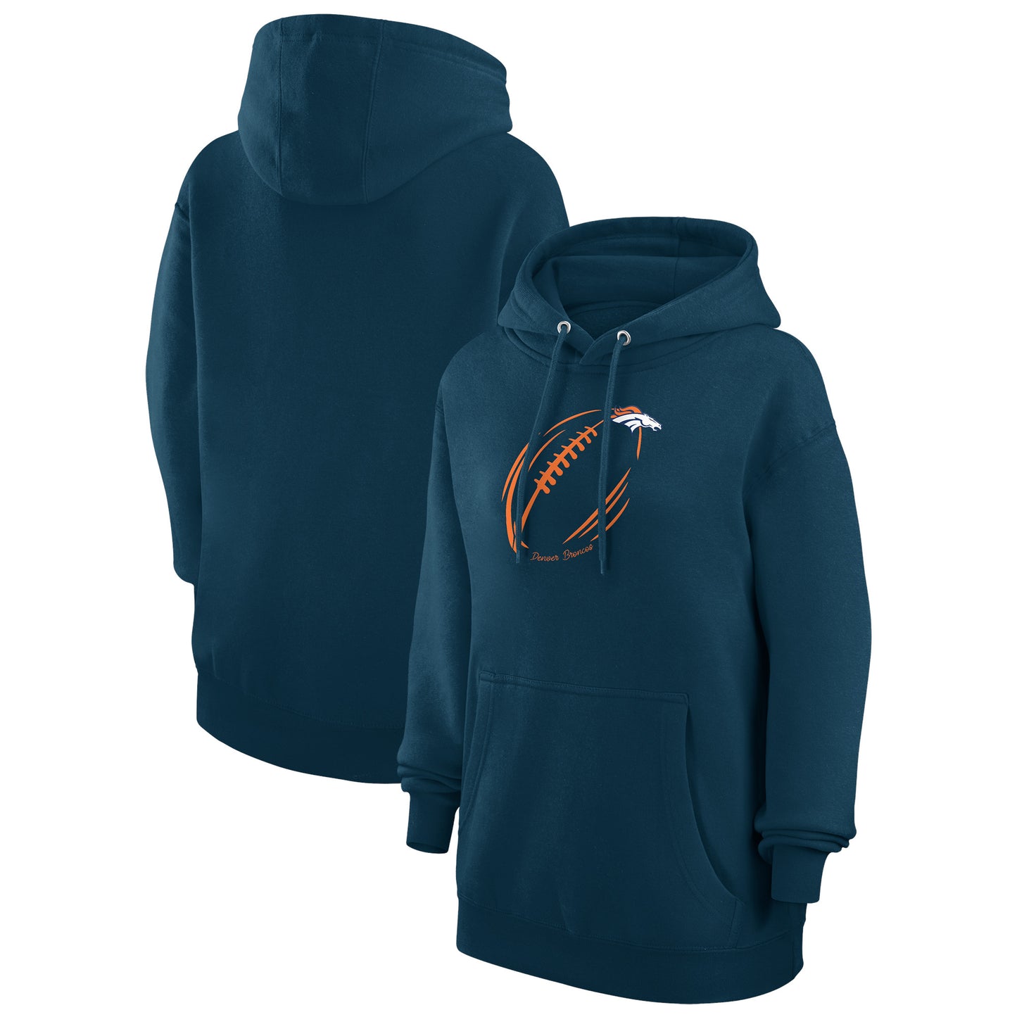 Women's G-III 4Her by Carl Banks Navy Denver Broncos Football Logo Fleece Pullover Hoodie