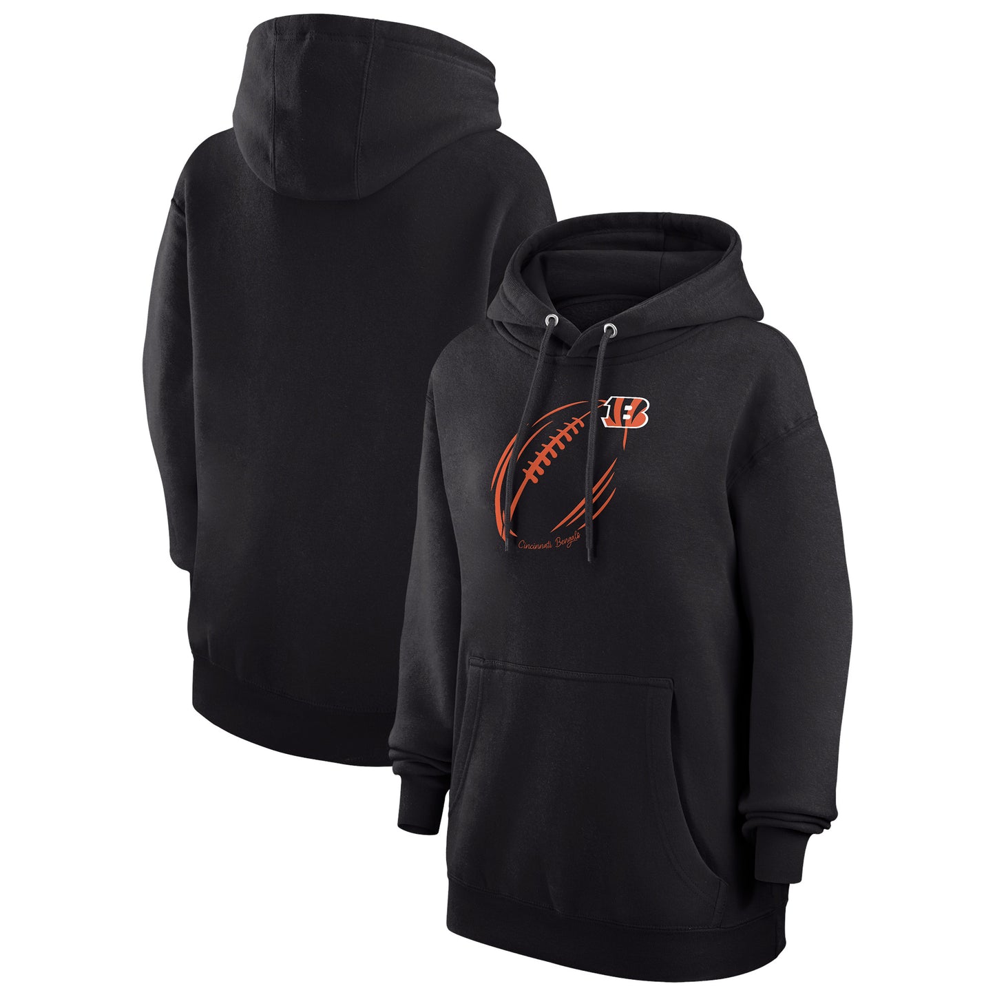 Women's G-III 4Her by Carl Banks Black Cincinnati Bengals Football Logo Fleece Pullover Hoodie