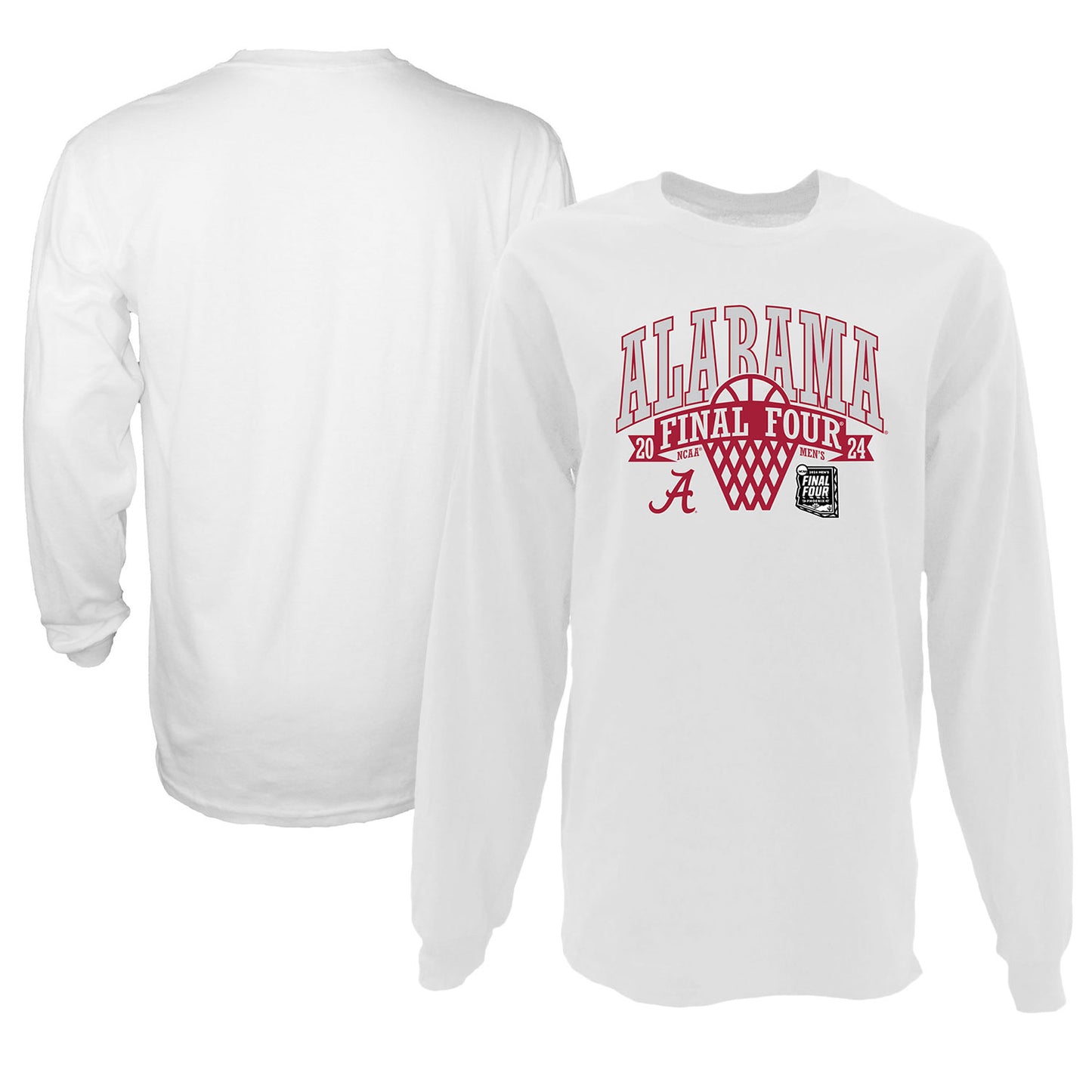 Women's Blue 84 White Alabama Crimson Tide 2024 NCAA Men's Basketball Tournament March Madness Final Four Oversized Long Sleeve T-Shirt