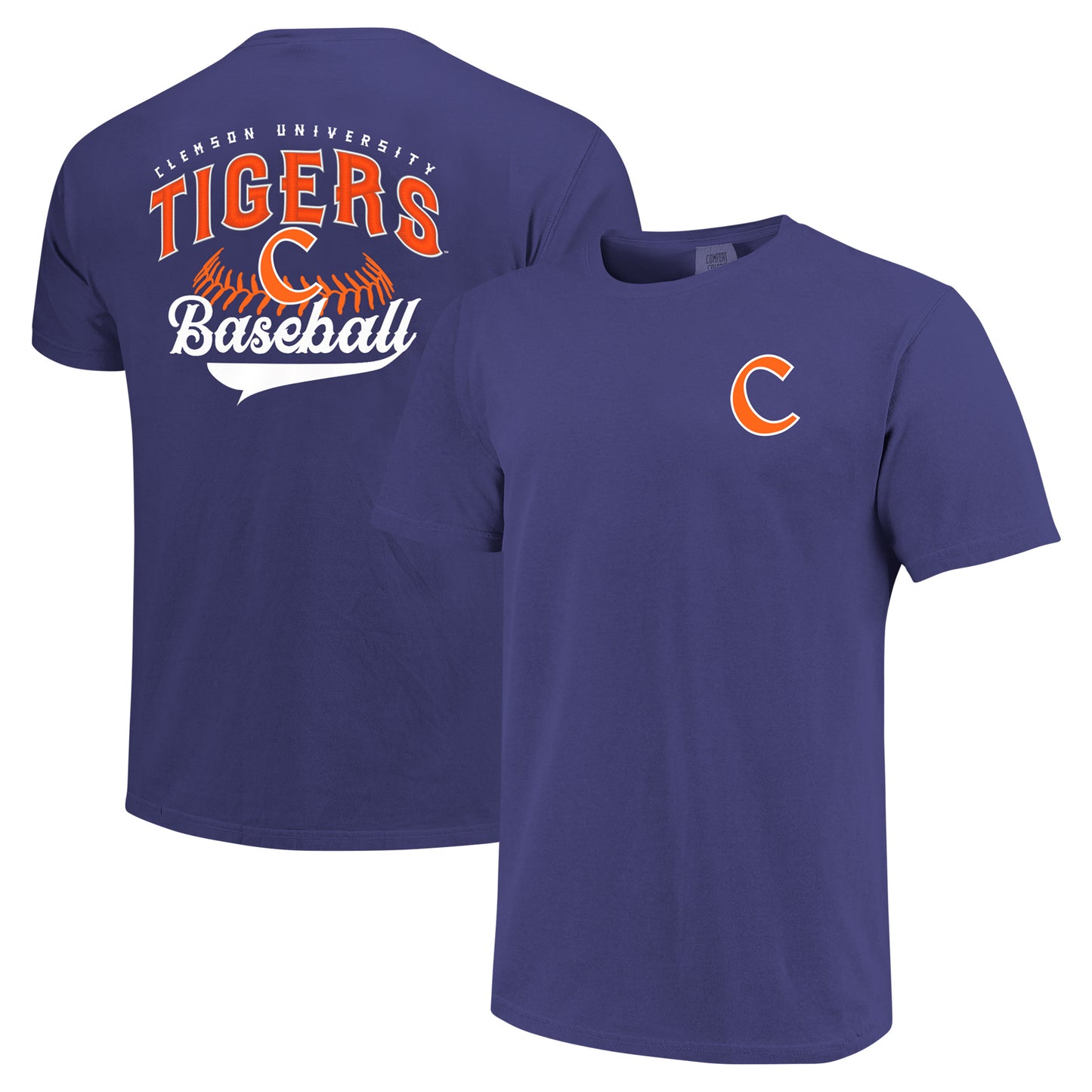 Men's Purple Clemson Tigers Baseball Comfort Colors T-Shirt