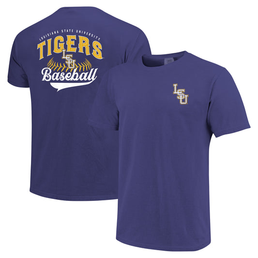 Men's Purple LSU Tigers Baseball Comfort Colors T-Shirt