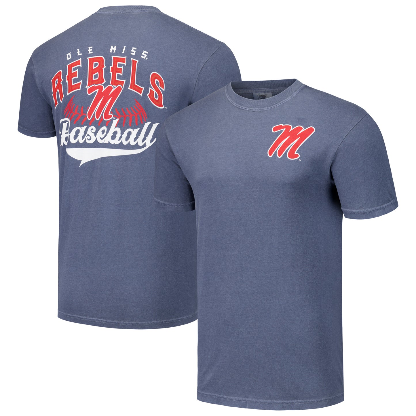 Men's Navy Ole Miss Rebels Baseball Comfort Colors T-Shirt