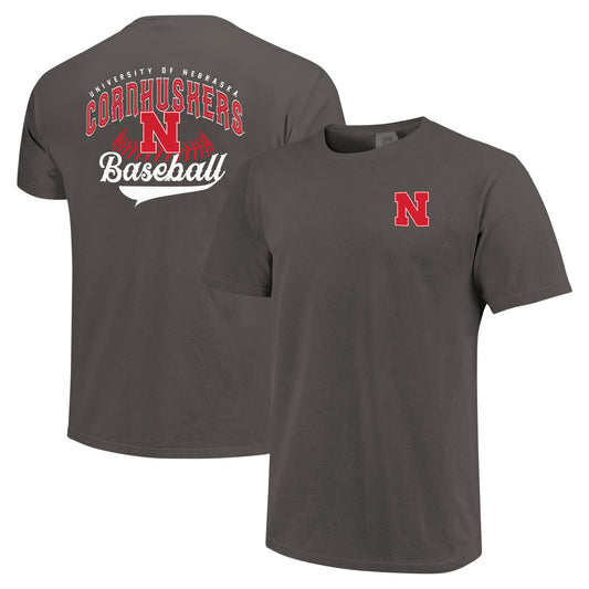 Men's Graphite Nebraska Huskers Baseball Comfort Colors T-Shirt