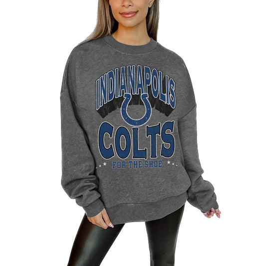 Women's Gameday Couture Charcoal Indianapolis Colts Long Weekend Premium Fleece Drop Shoulder Pullover Sweatshirt