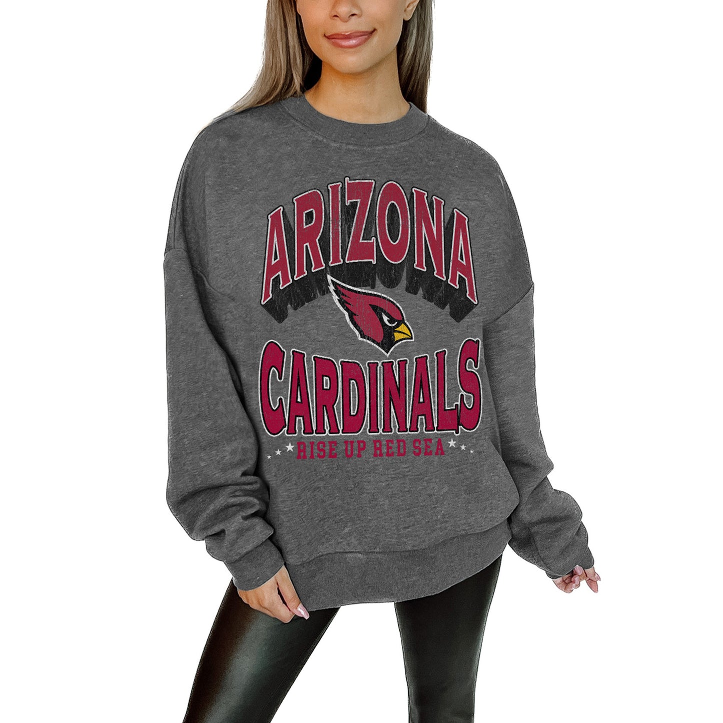 Women's Gameday Couture Charcoal Arizona Cardinals Long Weekend Premium Fleece Drop Shoulder Pullover Sweatshirt