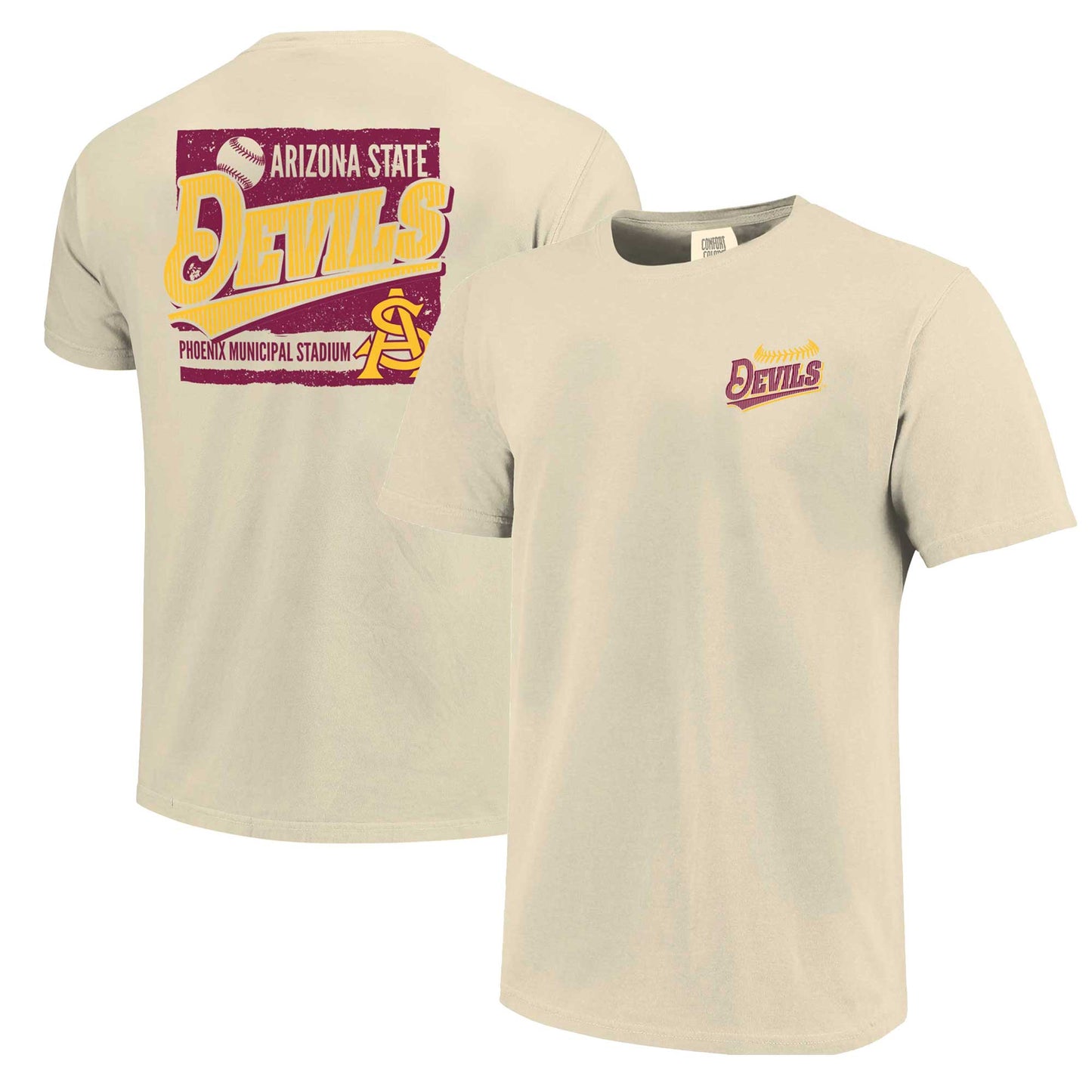 Men's Natural Arizona State Sun Devils Baseball Around The Horn Comfort Colors T-Shirt