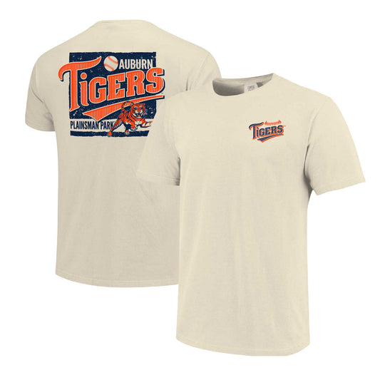 Men's Natural Auburn Tigers Baseball Around The Horn Comfort Colors T-Shirt