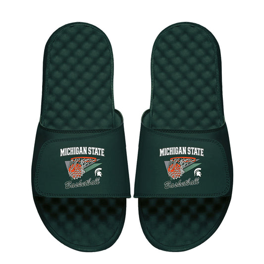 Men's ISlide Green Michigan State Spartans Basketball Collage Slide Sandals