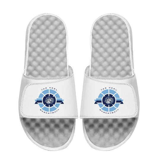 Men's ISlide White North Carolina Tar Heels Basketball Logo Slide Sandals