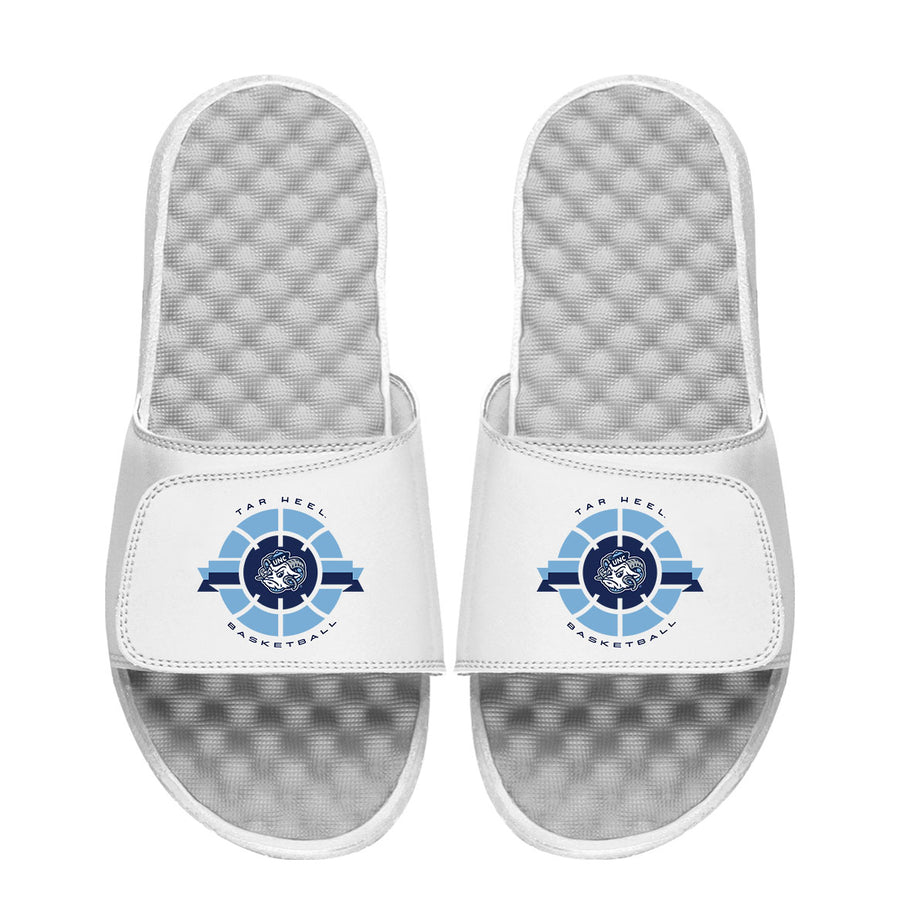 Men's ISlide White North Carolina Tar Heels Basketball Logo Slide Sandals